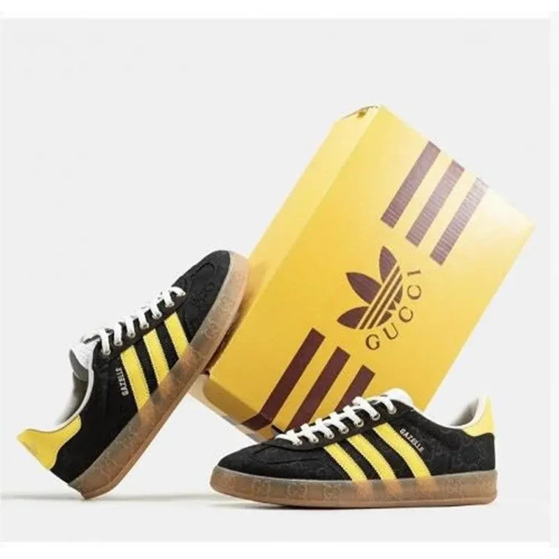 Classy Adidas X Gucci Gazelle Black Yellow Shoes For Men (LL649)
