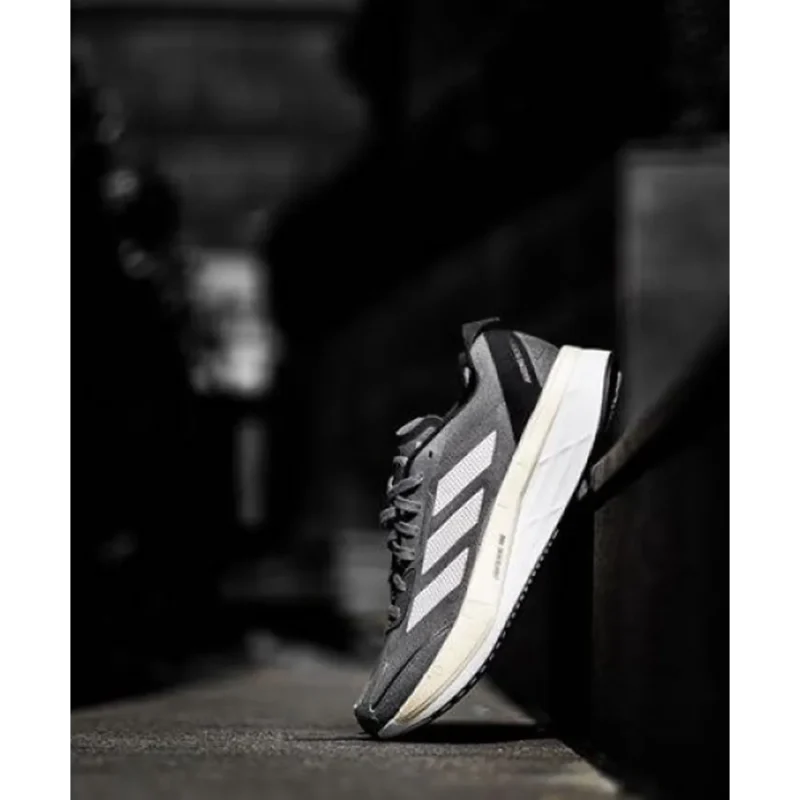 Classy Adidas Adizero Boston 12 Grey Black Shoes For Men (LL559)