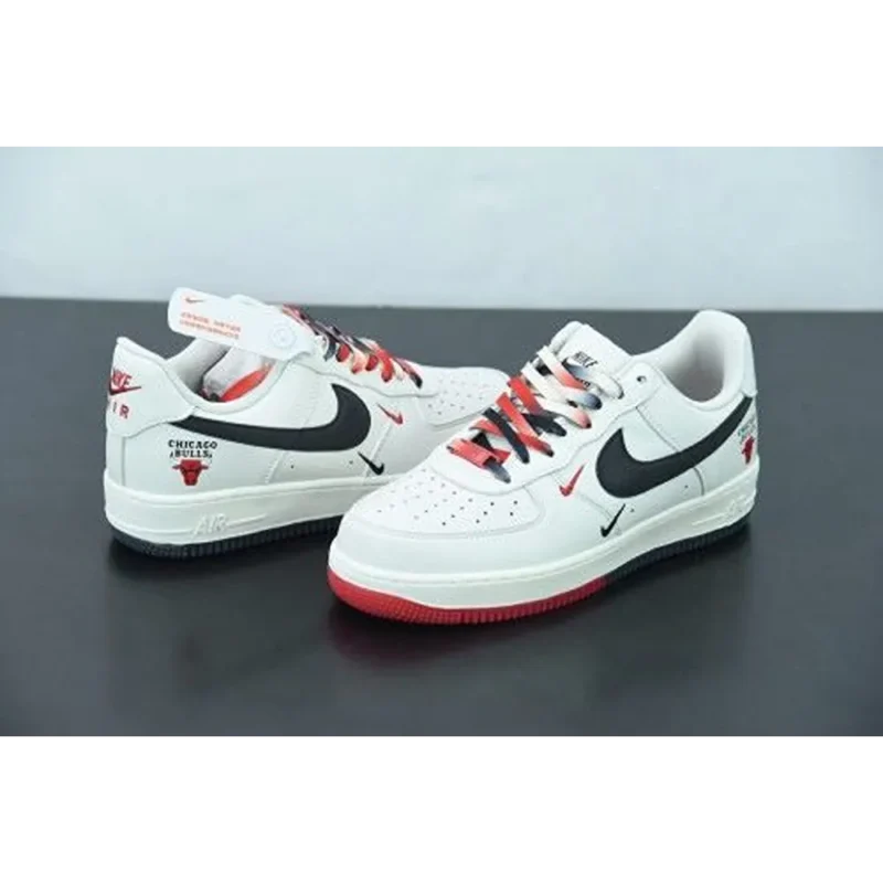 Classy Nike Air Force 1 Low Chicago Bulls White Red Shoes For Men (LL583)