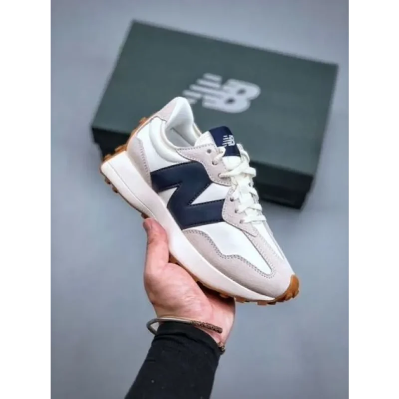 Classy New Balance 327 White Navy Blue Shoes For Men (LL589)
