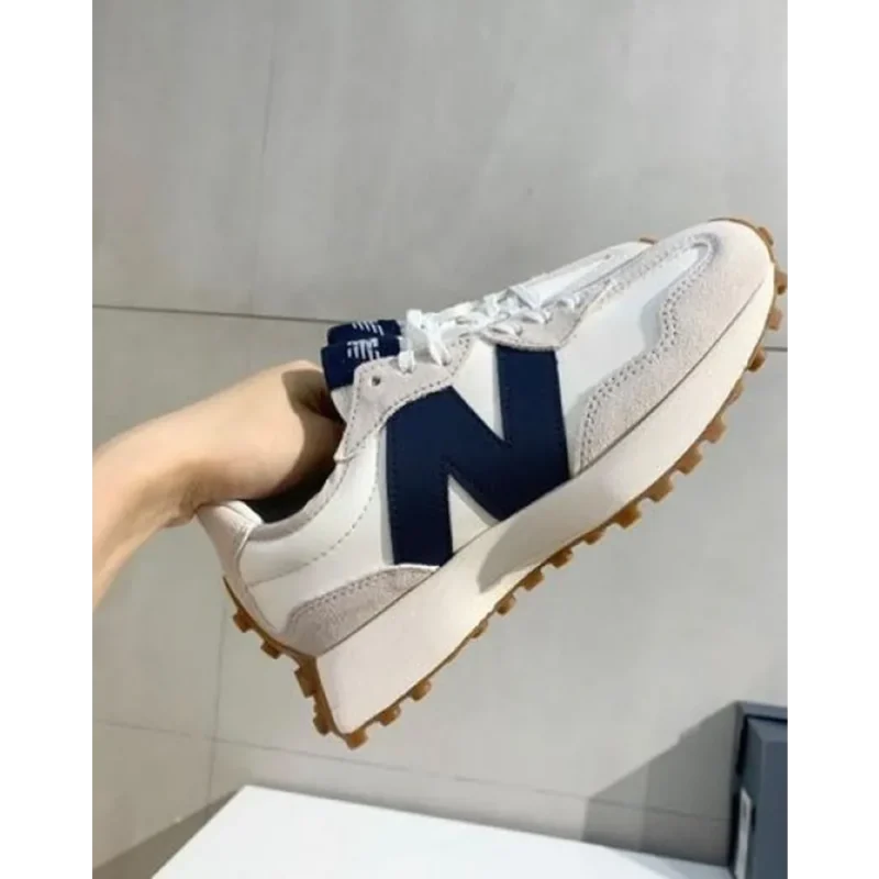 Classy New Balance 327 White Navy Blue Shoes For Men (LL589)