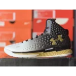 Imported Under Armour Stephen Curry 1 Black White Gold Shoes For Men (SW5925)