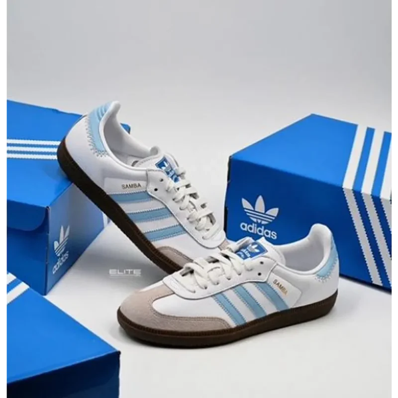 Trendy Samba White Sky Blue Shoes For Men (SHUB730)