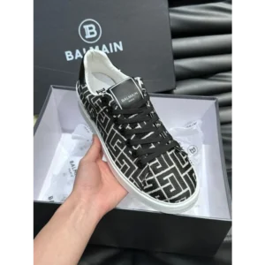 Imported Balmain Paris Court Black Leather Sneaker For Men (SOS2850)