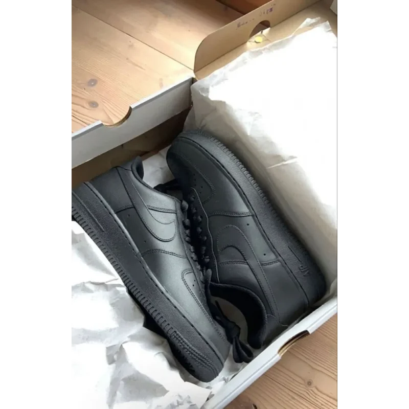 Stylish Nike Air Force 1 Short Black Leather Shoes For Men (SW5641)