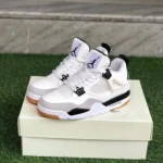 Stylish Nike Air Jordan 4 White Black Military Shoes For Men (SP46)