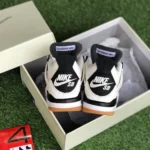 Stylish Nike Air Jordan 4 White Black Military Shoes For Men (SP46)