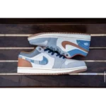 Stylish Nike Air Jordan 1 Low Se Repaired Denim Swoosh Shoes For Men (TS872)