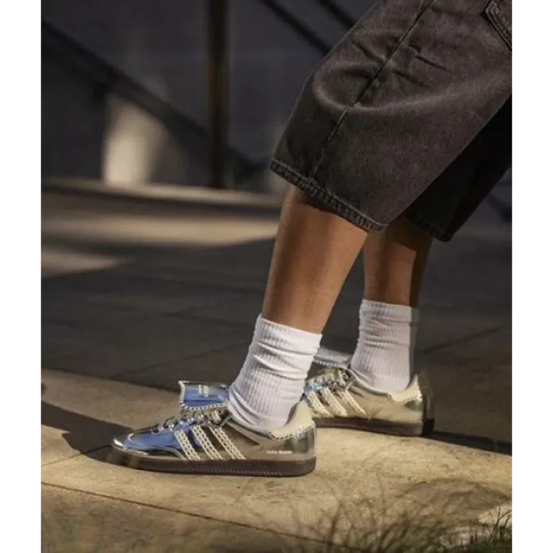 Trendy Adidas Samba X Wales Bonners Silver Shoes For Men (TS891)