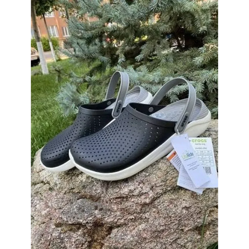 Trendy Crocs Lite Ride Black White Clogs For Men (TS898)