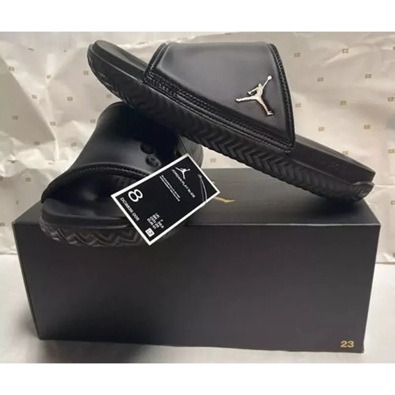 Trendy Air Jordan Super Play Black Gold Slide For Men (TS920)