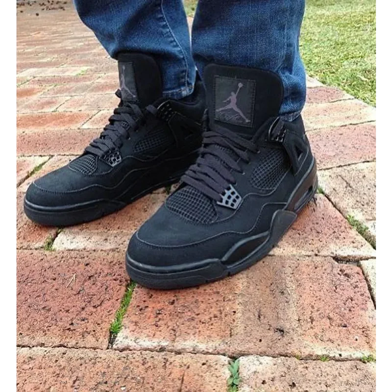 Stylish Nike Air Jordan Retro 4 Black Cat Shoes For Men (S1H03)