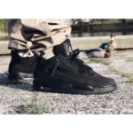Stylish Nike Air Jordan Retro 4 Black Cat Shoes For Men (S1H03)