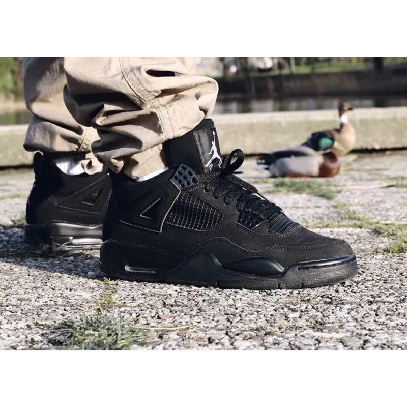 Stylish Nike Air Jordan Retro 4 Black Cat Shoes For Men (S1H03)