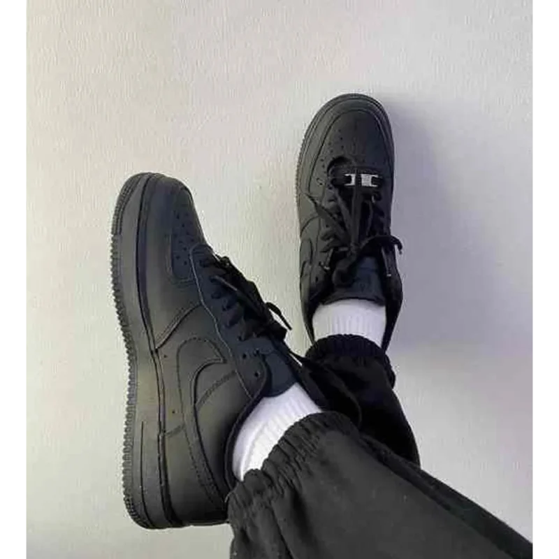Trendy Nike Air Force 1 Black With Dustbag Pure Leather Shoes For Men (SF75)