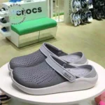 Trendy Crocs Lite Ride Grey White Clogs For Men (SF90)