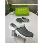 Trendy Crocs Lite Ride Grey White Clogs For Men (SF90)