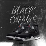 Trendy Jordan Retro 4 Black Canvas Shoes For Men (S1H50)