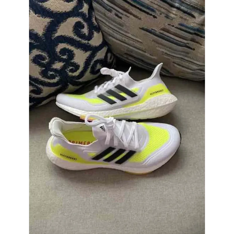 Premium Adidas Ultraboost 21 White Neon Shoes For Men (BME34)