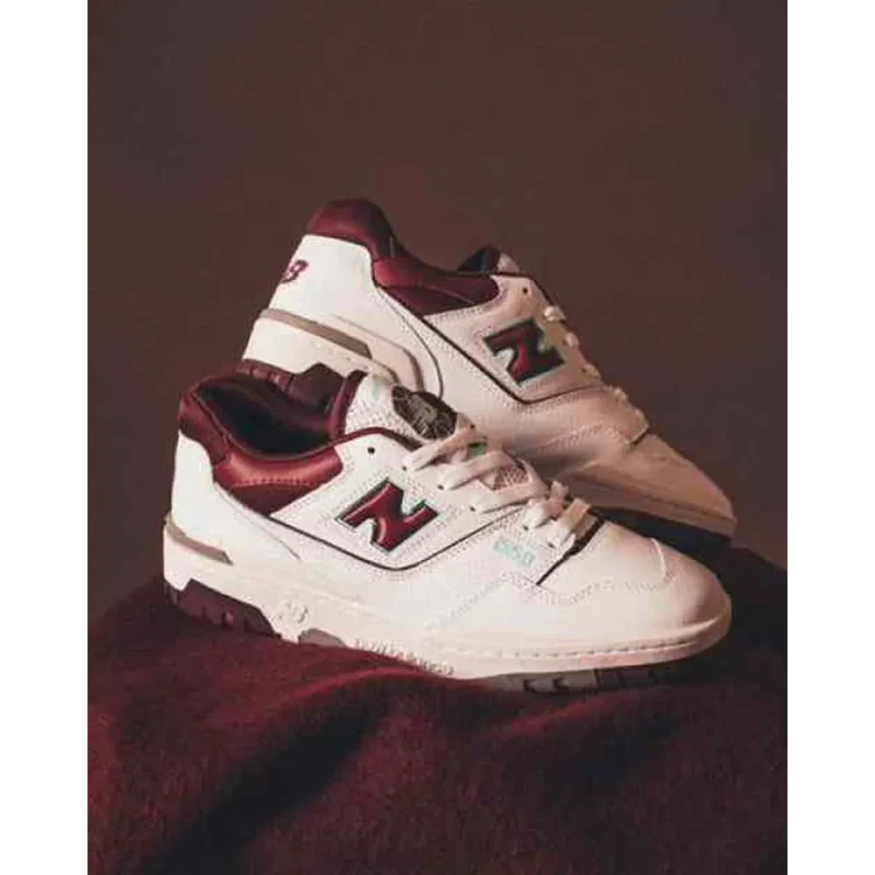 Premium New Balance 550 White Burgendy Shoes For Men (BME151)