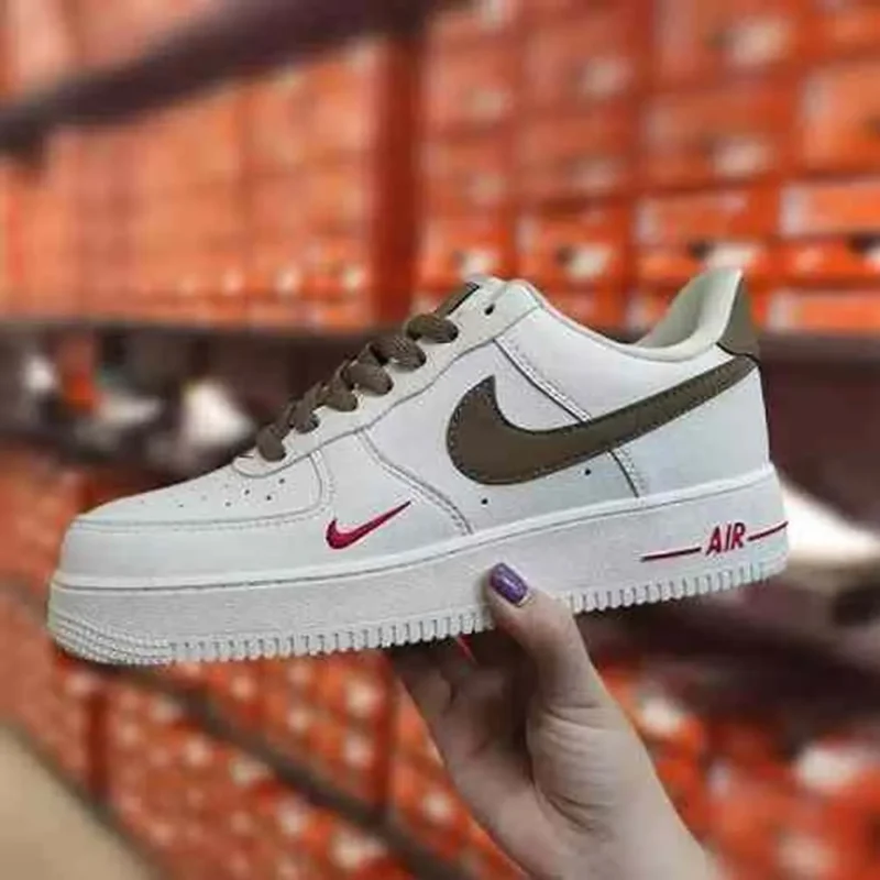Classy Air Force 1 Mini Red Swoosh Milk Coffe Shoes For Men (SHI150)