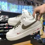 Classy Air Force 1 Mini Red Swoosh Milk Coffe Shoes For Men (SHI186)