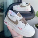 Classy Air Force 1 Mini Red Swoosh Milk Coffe Shoes For Men (SHI186)