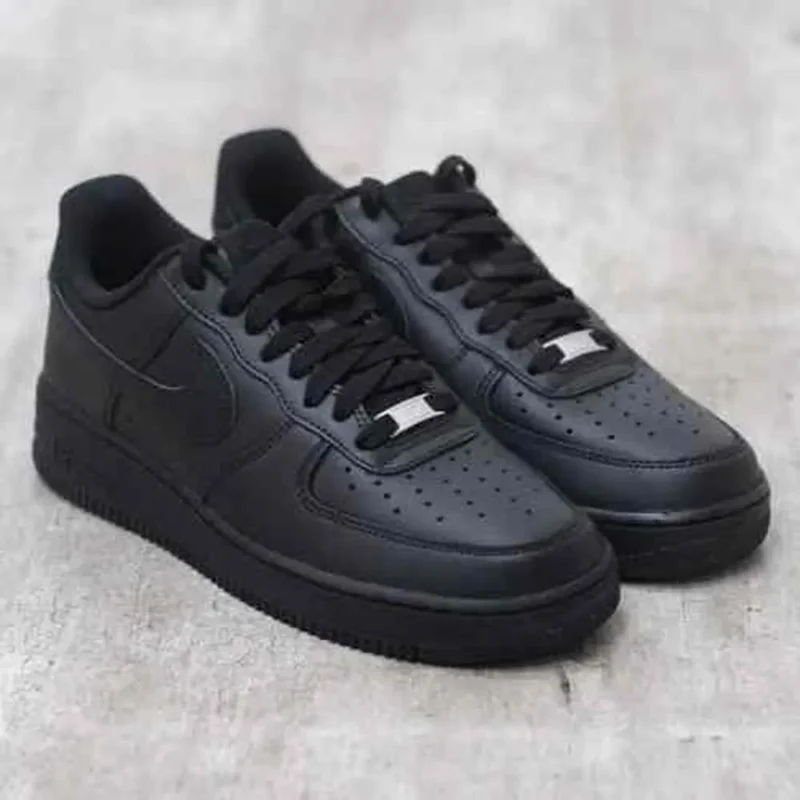 Premium Air Force 1 Black With Dustbag Pure Leather Shoes For Men (SHI514)