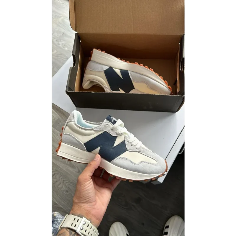 Classy New Balance 327 Cream Navy Shoes For Men (S1H70)