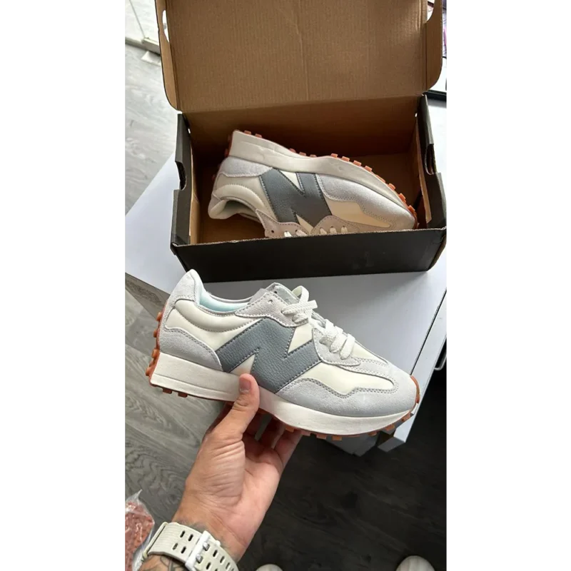 Classy New Balance 327 Cream Grey Shoes For Men (S1H71)