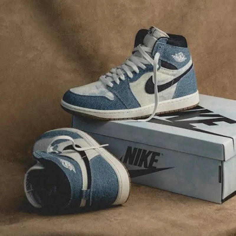 Stylish Nike Air Jordan Retro 1 High Denim Shoes For Men (BYT08)