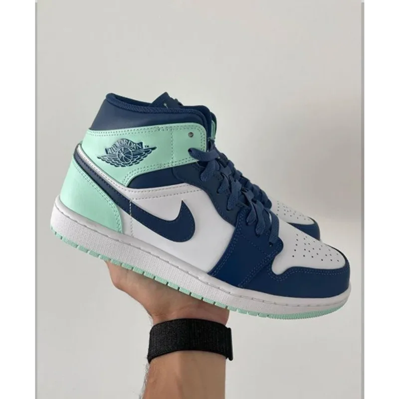 Premium Nike Air Jordan 1 Mid Blue Mint Shoes For Men (SFS1539)