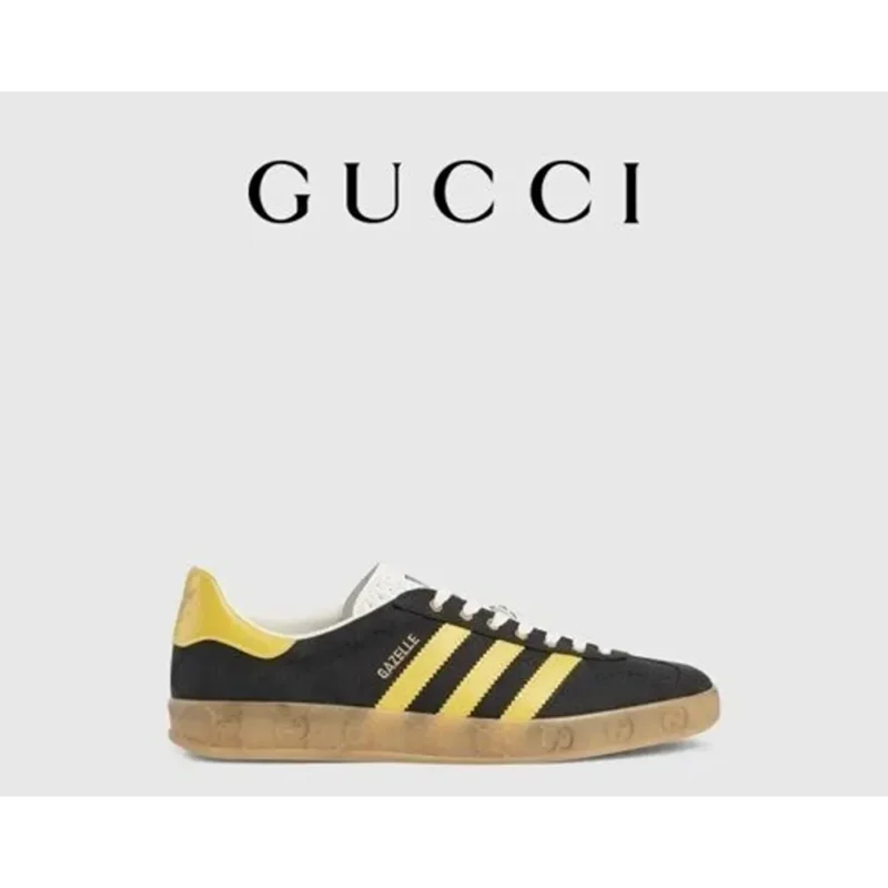 Premium Adidas X Gucci Gazelle Black Yellow Shoes For Men (BSF1572)