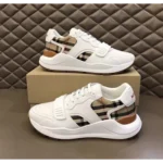 Premium Burberry Vintage Check And Suede White Shoes For Men (SFS1607)