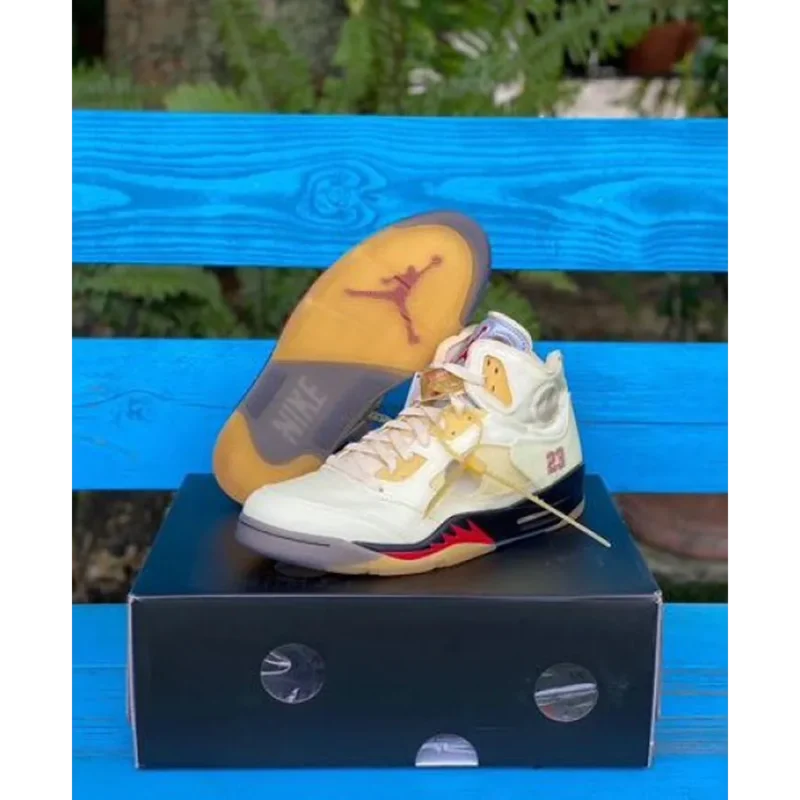 Trendy Air Jordan Retro 5 X Off White Cream Shoes For Men (BSF1615)