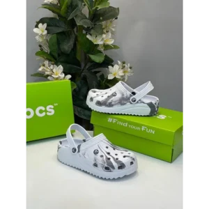 Trendy Crocs Classic Clogs Marbled White Grey For Men (SOH350)