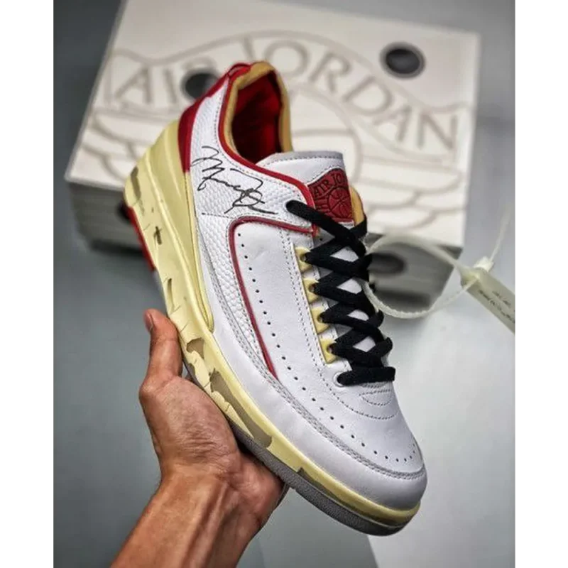 Trendy Air Jordan Retro 2 Low Sp Off White Chicago White Red Shoes For Men (SOH363)