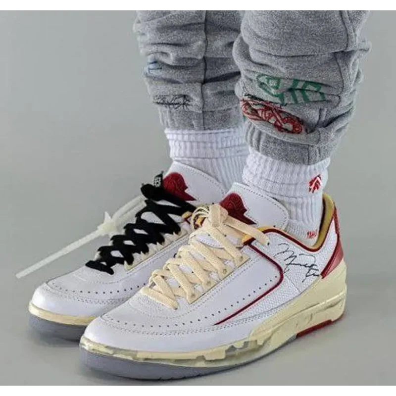 Trendy Air Jordan Retro 2 Low Sp Off White Chicago White Red Shoes For Men (SOH363)