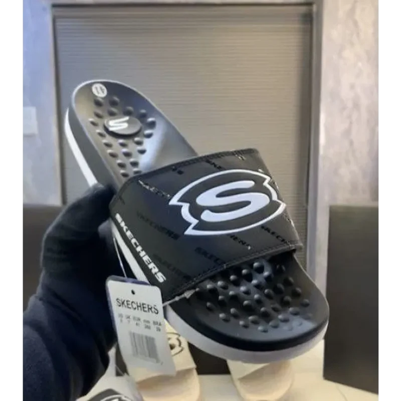 Luxurious Skechers Logo S Hyper Burst Soft Slides For Men (FF514)