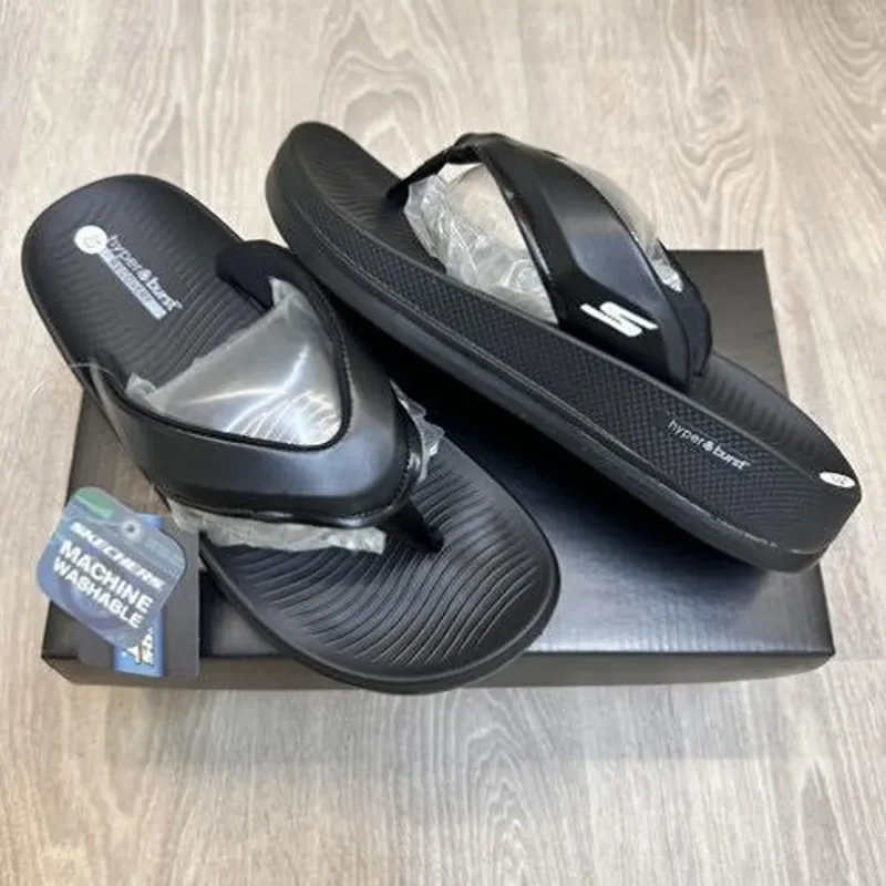 Luxurious Skechers Hyper Burst Simplex Full Black Slides For Men (FF530)