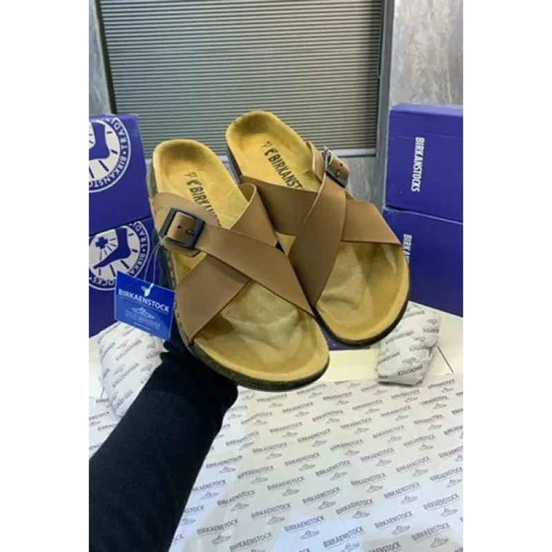 Luxurious Birkenstocks Tan Slide For Men (SIG747)