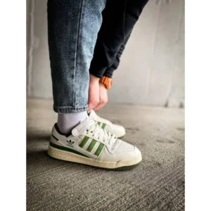 Luxurious Adidas Originals Forum 84 Low Trainers Green Cream Shoes For Men (SIG770)