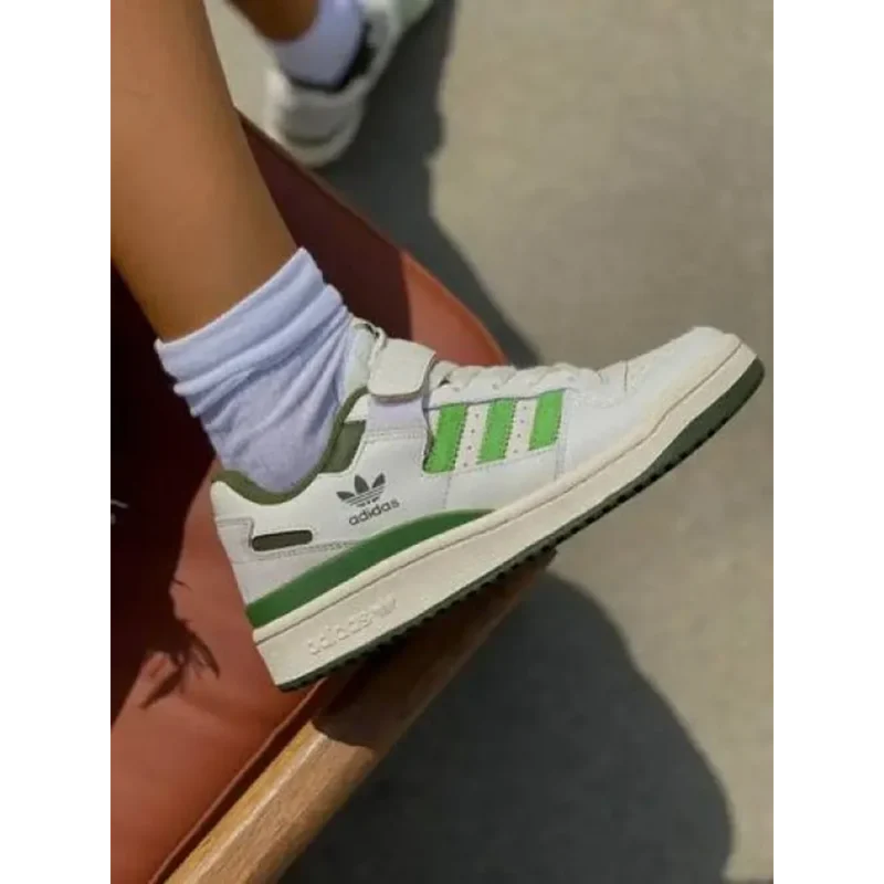 Luxurious Adidas Originals Forum 84 Low Trainers Green Cream Shoes For Men (SIG770)