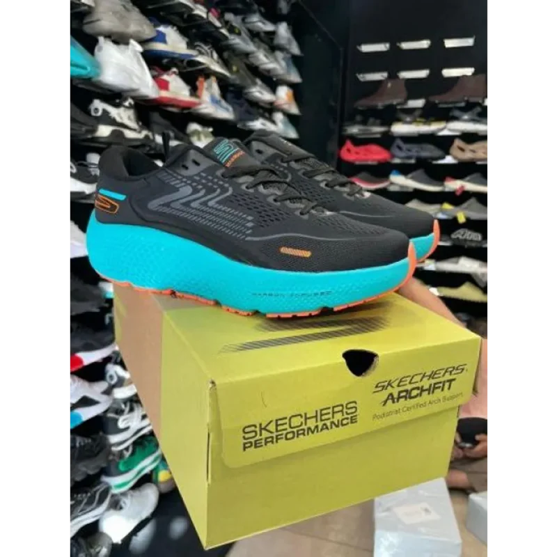 Luxurious Skechers Go Run Maxroad Black Blue Shoes For Men (SIG773)