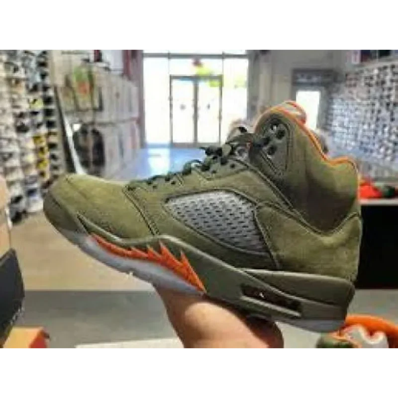 Luxurious Jordan Retro 5 Olive Sneakers For Men (SIG781)