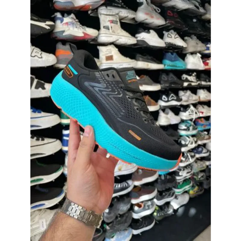 Trendy Skechers Go Run Max Road Black Blue Shoes For Men (FF559)