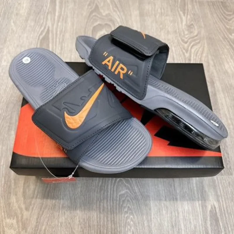 Trendy Nike Airmax Camden Adjust Trendy Grey Orange Flip-Flop For Men (ETS89)