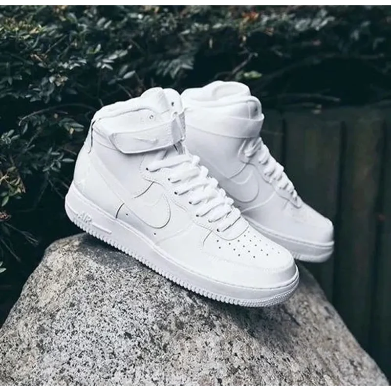 Trendy Nike Airforce Long Mid Leather White Shoes For Men (ETS120)
