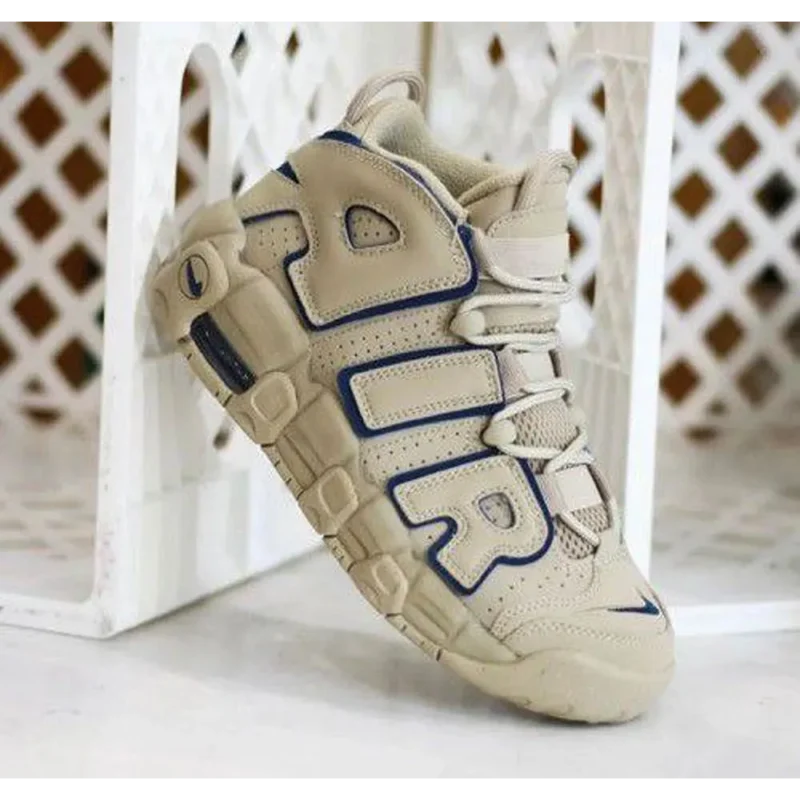 Trendy Nike Air More Uptempo 96 Limestone Valerian Blue Shoes For Men (FF653)