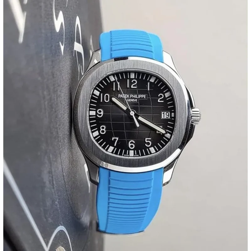 Patek Philippe Watch Aquanaut Neon Blue Rubber Strap For Men (SS81)